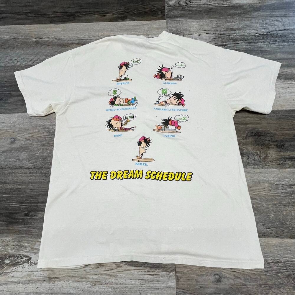 Vintage 90s Beachwood Bisons White Mens Large Sex Ed Funny School‎ Joke T-Shirt